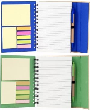 cuaderno con post it-azul - verde