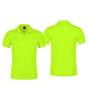 Polera Poliéster Hombre con Cuello Amarillo Flúor