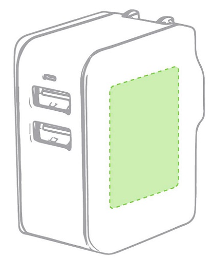 Adaptador viaje con doble salida USB blanco logo