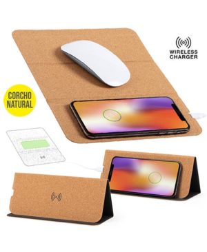 Cargador inalambrico integrado en mouse pad de corcho full