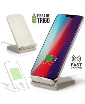 Cargador inalámbrico soporte para celular en caña de trigo - full