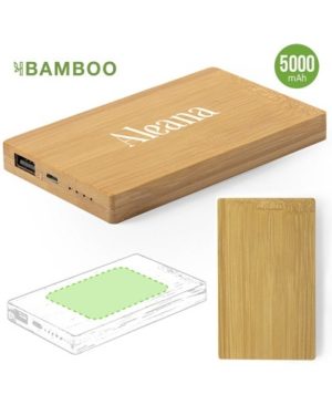 Power Bank Carcasa bambu 5000 ma full