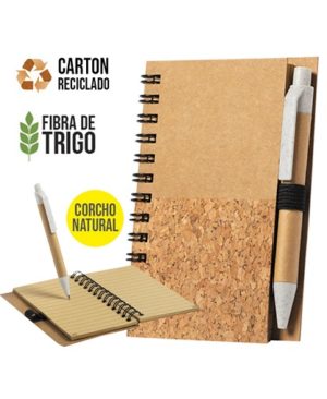 Libreta de corcho y carton con lapiz