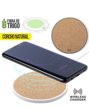 Cargador-inalámbrico-corcho-natural-diseño-circular