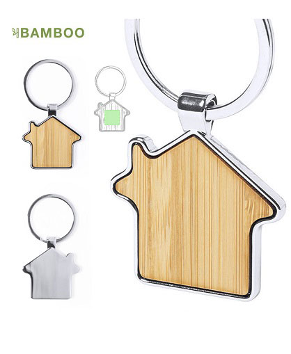 Llavero con forma de casa bambu - EASY POWER  artículos publicitarios -  regalos corporativos - merchandising