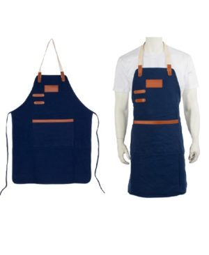 Pechera Asador Canvas Algodón 10 onzas -AZUL - -FRENTE