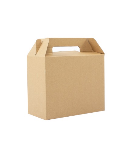 Caja autoarmable con asas, 25x20x12 cm – Kraft natural