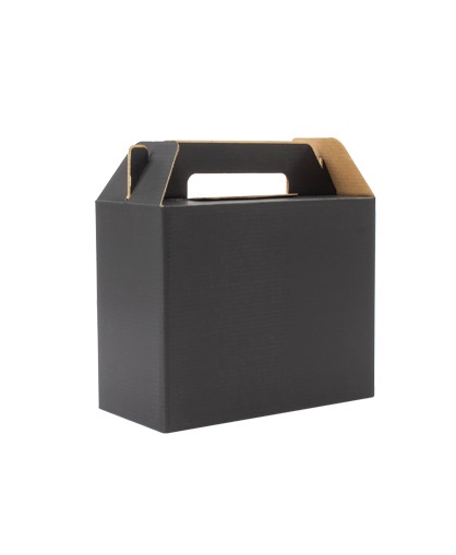 Caja autoarmable con asas, 25x20x12 cm – Negra