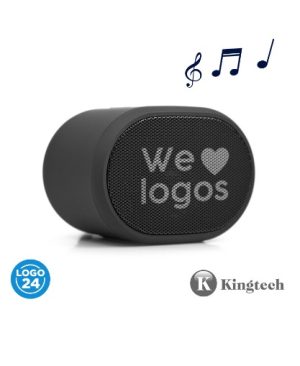 Parlante Bluetootho con malla acero logo