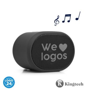 Parlante Bluetootho con malla acero logo