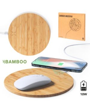 Mouse pad cargador bambu