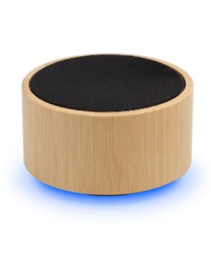 PARLANTE BLUETOOTH REDONDO DE BAMBU