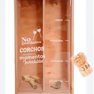 CAJA MADERA 2 VINO TAPA ACRILICA BOTA CORCHO