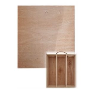 CAJA MADERA 3 VINO/ESPUMANTE  TAPA MADERA CIERRE DOMINO