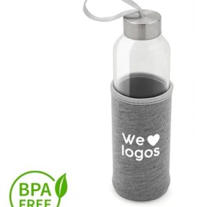 botella vidrio con funda protectora